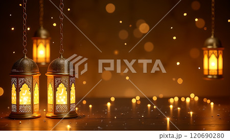lanterns stands in the darkness over the sky 120690280
