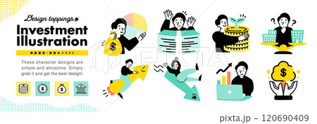 投資・資産運用・株価に関連する20代男性のイラストアイコン_成功や失敗・計画する姿等 120690409