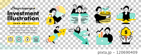 投資・資産運用・株価に関連する20代男性のイラストアイコン_成功や失敗・計画する姿等 120690409