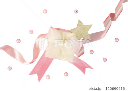 PNG, Mystery box, pink bag with bow, isolated on white background. 120690416