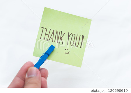 Business appreciation event office space thank you note minimalist environment close-up view gratitude concept for strong impact 120690619