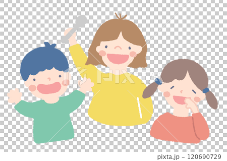 スプーンを持って盛り上がる子供たち3人 スプーンを持って盛り上がる子供たち3人 120690729