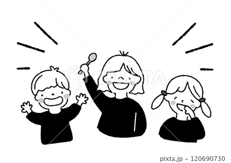ごはんに喜ぶ子どもイラストセット ごはんに喜ぶ子どもイラストセット 120690730