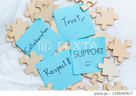 Collaborative business values team environment visual content indoor space positive viewpoint supportive concepts 120690927