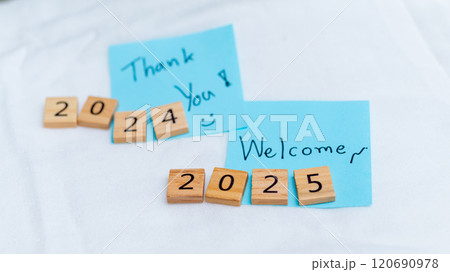 Business year-end reflections and new beginnings office desk photo bright space close-up planning for 2025 Business year-end reflections and new beginnings office desk photo bright space close-up planning for 2025 120690978