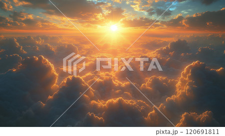 雲海を照らす太陽 120691811