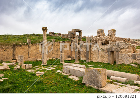 Temple of Minerva in archeological site of Dougga in north-west Tunisia Temple of Minerva in archeological site of Dougga in north-west Tunisia 120691821