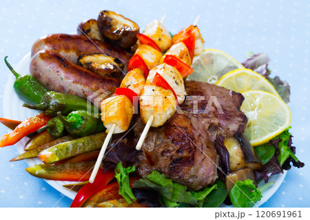 Meshana skara - dish of Bulgarian cuisine Meshana skara - dish of Bulgarian cuisine 120691961