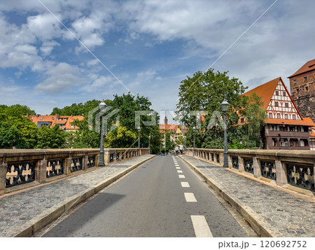 General view of the Maxbrucke in old town of Nuremberg 120692752