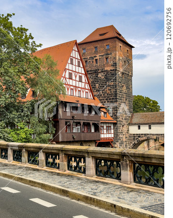 Historical old town with view of Henkerturm tower Historical old town with view of Henkerturm tower 120692756