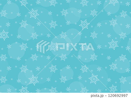 雪の結晶が輝くパステル調の背景イラスト_青 120692997