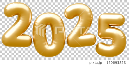 3D画像_文字風船_2025_ゴールド 120693828