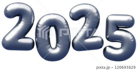 3D画像_文字風船_2025_シルバー 3D画像_文字風船_2025_シルバー 120693829