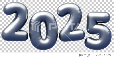 3D画像_文字風船_2025_シルバー 3D画像_文字風船_2025_シルバー 120693829