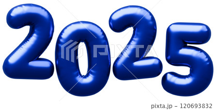 3D画像_文字風船_2025_青 3D画像_文字風船_2025_青 120693832