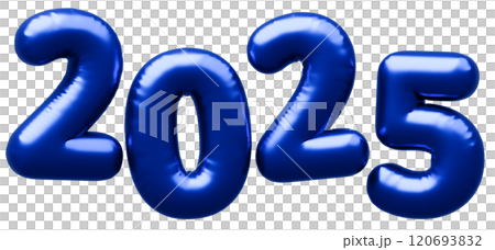 3D画像_文字風船_2025_青 3D画像_文字風船_2025_青 120693832