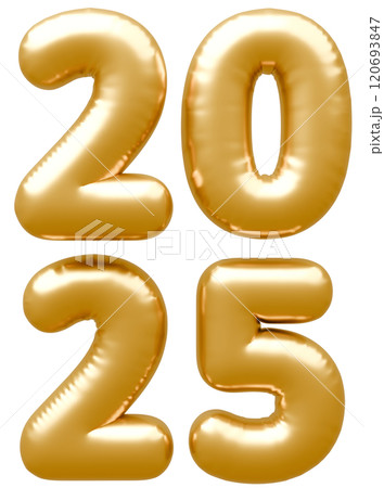 3D画像_文字風船_2025_ゴールド 3D画像_文字風船_2025_ゴールド 120693847