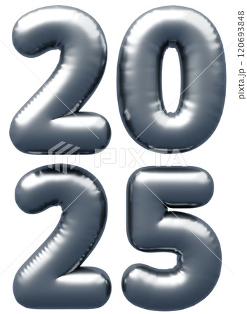 3D画像_文字風船_2025_シルバー 3D画像_文字風船_2025_シルバー 120693848