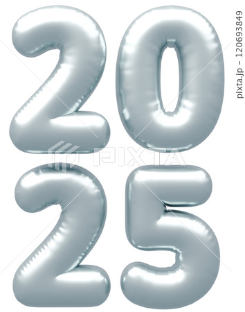 3D画像_文字風船_2025_シルバー 3D画像_文字風船_2025_シルバー 120693849