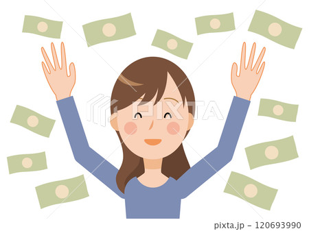 宝くじが当たって喜ぶ女性 宝くじが当たって喜ぶ女性 120693990