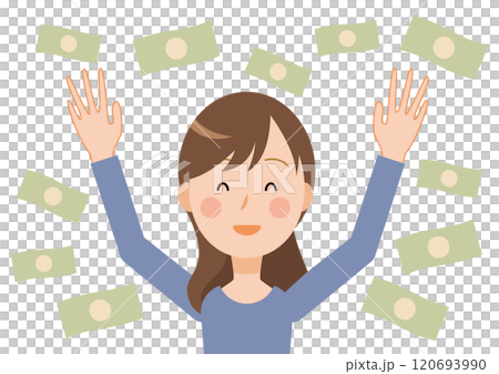 宝くじが当たって喜ぶ女性 宝くじが当たって喜ぶ女性 120693990