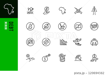 貧困国のシンプルなラインアイコン 120694382