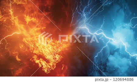 " 相対的な赤と青のエナジーのバックグラウンド " 120694886