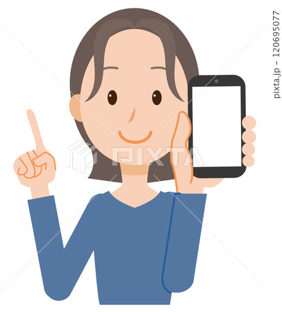 スマホを持って説明する女性のイラスト 120695077