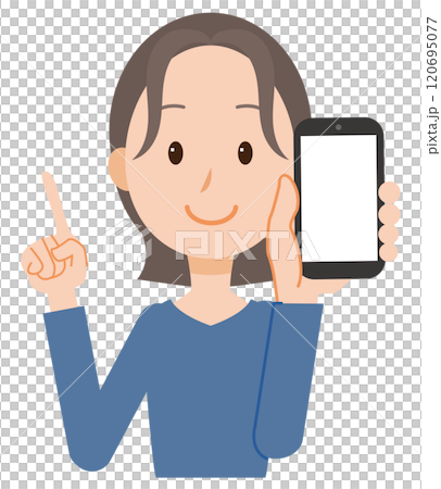 一名婦女拿著智慧型手機並解釋的插圖 120695077