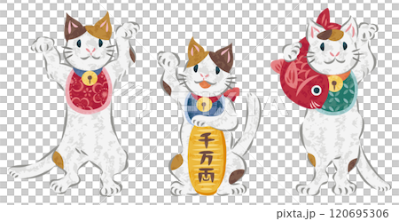 開運の招き猫　三毛猫　イラストセット 120695306