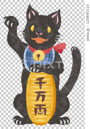 小判を持って右手をあげた招き猫のイラスト 120695313