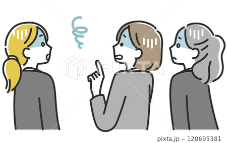 ショックを受けるスーツ姿の女性の後ろ姿のイラスト素材 120695381