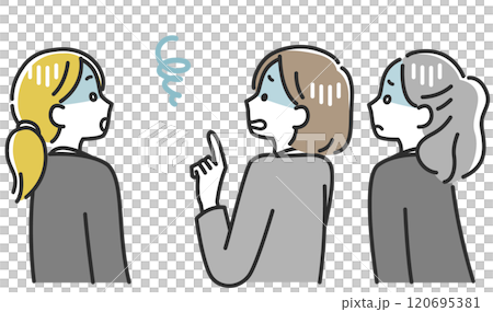 ショックを受けるスーツ姿の女性の後ろ姿のイラスト素材 120695381
