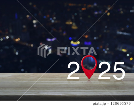 Happy new year 2025 map pointer navigation concept 120695579