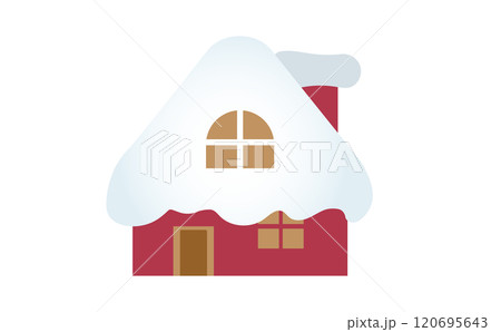 雪が積もった赤い洋風の家のシンプルなイラスト 雪が積もった赤い洋風の家のシンプルなイラスト 120695643