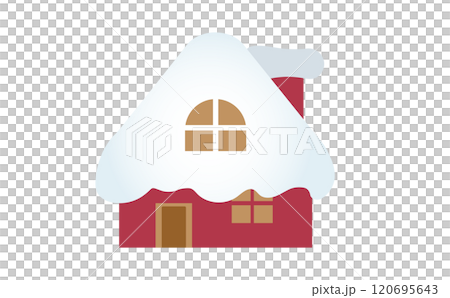 雪が積もった赤い洋風の家のシンプルなイラスト 雪が積もった赤い洋風の家のシンプルなイラスト 120695643