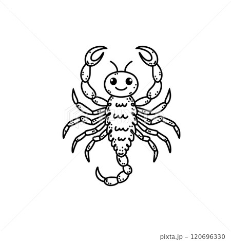 Cute scorpion in hand drawn doodle style. Cute scorpion in hand drawn doodle style. 120696330
