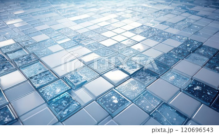 《AI画像》青と白のタイルの奥行きのある背景素材 《AI画像》青と白のタイルの奥行きのある背景素材 120696543