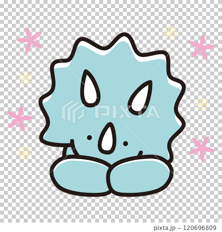 ご機嫌なうつ伏せのトリケラトプスのイラスト 120696809