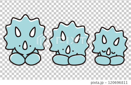 三隻三角龍並排躺著的插圖 三隻三角龍並排躺著的插圖 120696811