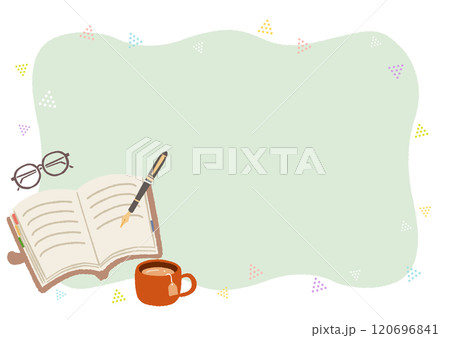 手帳を書いているイラスト　フレーム　背景 120696841