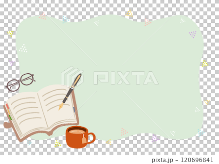 手帳を書いているイラスト　フレーム　背景 120696841