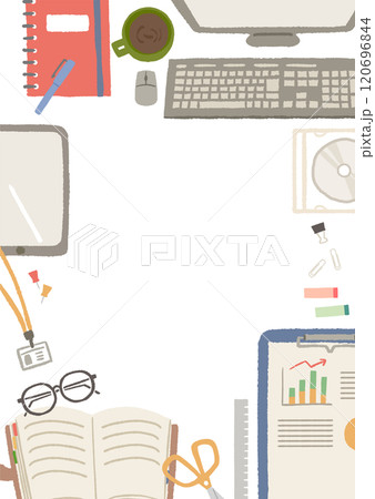 オフィス用品・ビジネスアイコンイラストの背景　フレーム 120696844