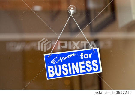 Open for business sign Open for business sign 120697216
