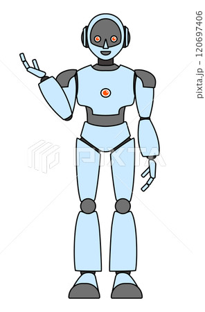 シンプルなアンドロイド型ロボットの全身イラスト シンプルなアンドロイド型ロボットの全身イラスト 120697406