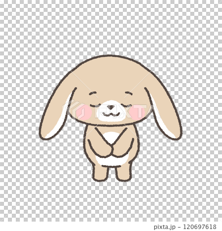 垂耳兔子鞠躬致謝 垂耳兔子鞠躬致謝 120697618