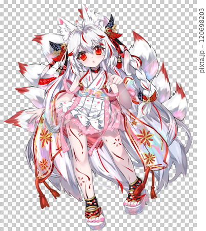 Standing image material "Fox demon white fox" girl facial expression 1 120698203