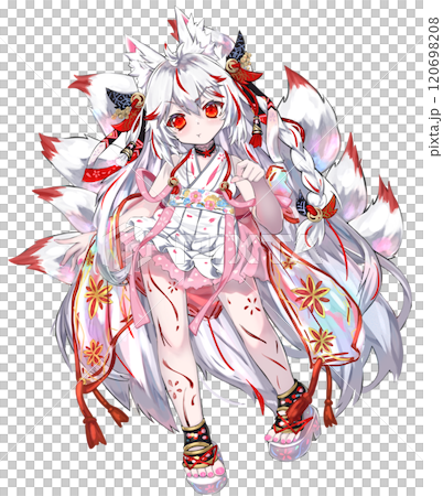 Standing image material "Fox demon white fox" girl facial expression 3 120698208