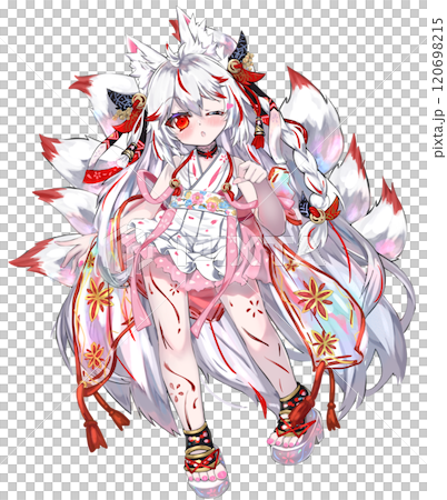 Standing image material "Fox demon white fox" girl facial expression 6 120698215