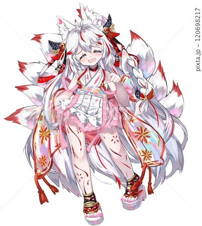立ち絵素材「妖狐の白狐」女の子表情7のイラスト素材 [120698217] - PIXTA